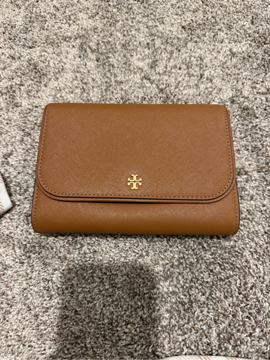 Tory Burch Brown/Tan Saffiano Leather Emerson Crossbody